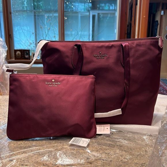 kate spade Handbags - NWT 2in1 Kate Spade Mel Packable Tote Deep Berry